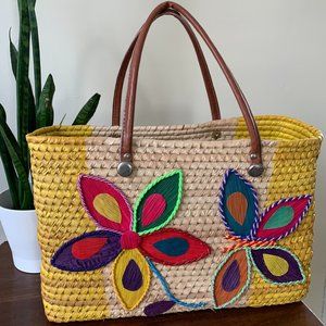Brand New, Traditional Mexican straw tote bag